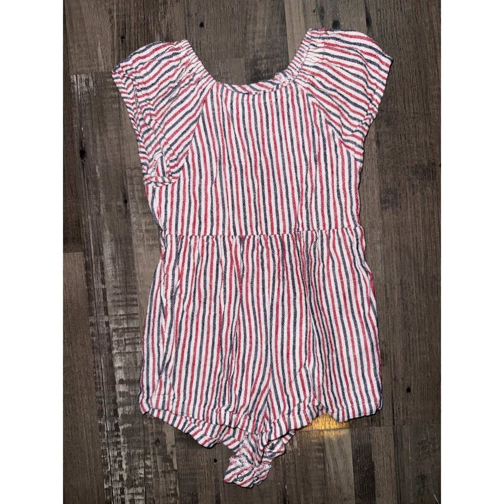 Old Navy red/white/blue stripe romper 18-24 months